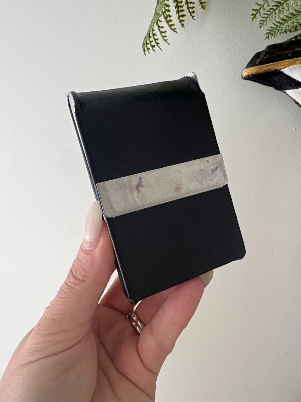Classic Black Leather Business Card Holder